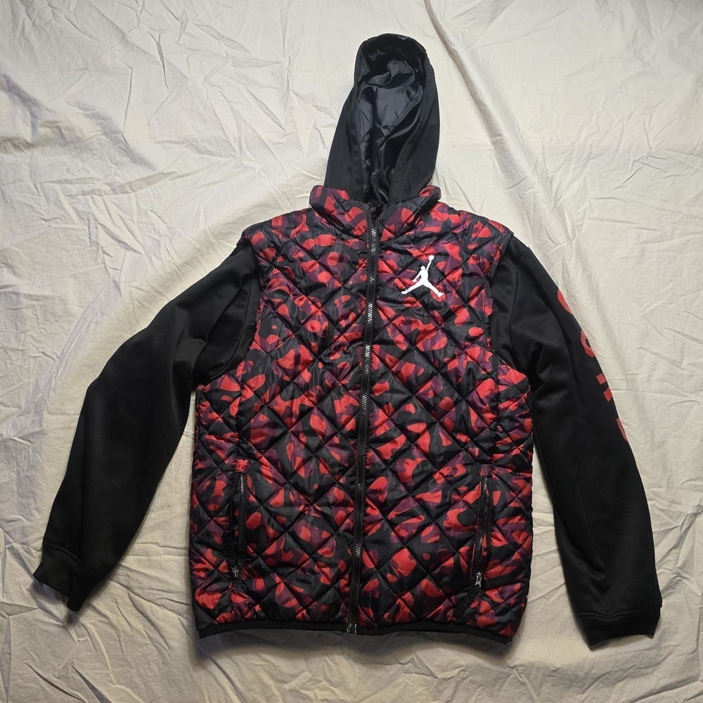 Jordan Jacket Youth Large Camo Hooded Full Zip Puffer‎ Sleeves Jumpman J17